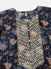 Women Silk Blend Embroidered Floral Printed-VKSKD1685